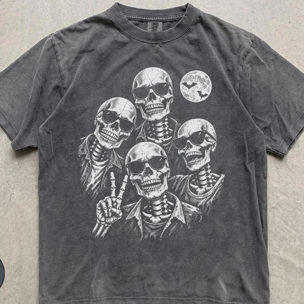 Skeleton Selfie Shirt, Skeleton Peace Sign Tee, Rockstar Skeleton Squad